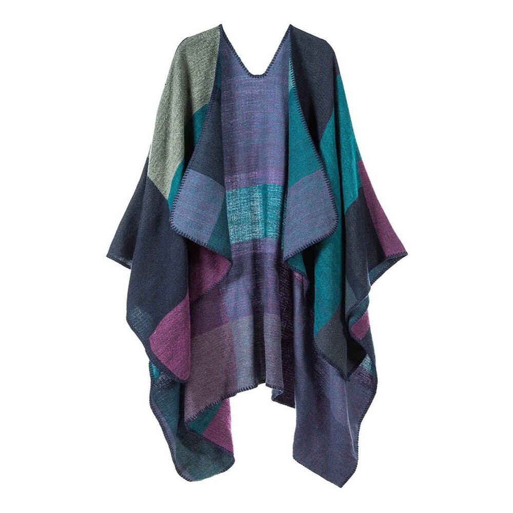 Kollie More Acrylic Wrap Shawl - Purple/Gray Multi